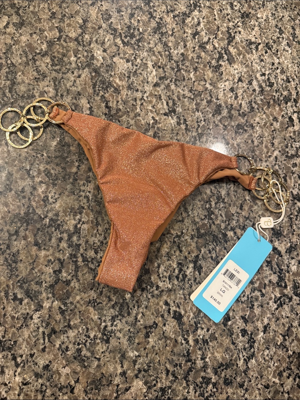 NWT Beach Bunny LEXI Tango Bronze Large Shimmer Bikini Bottom